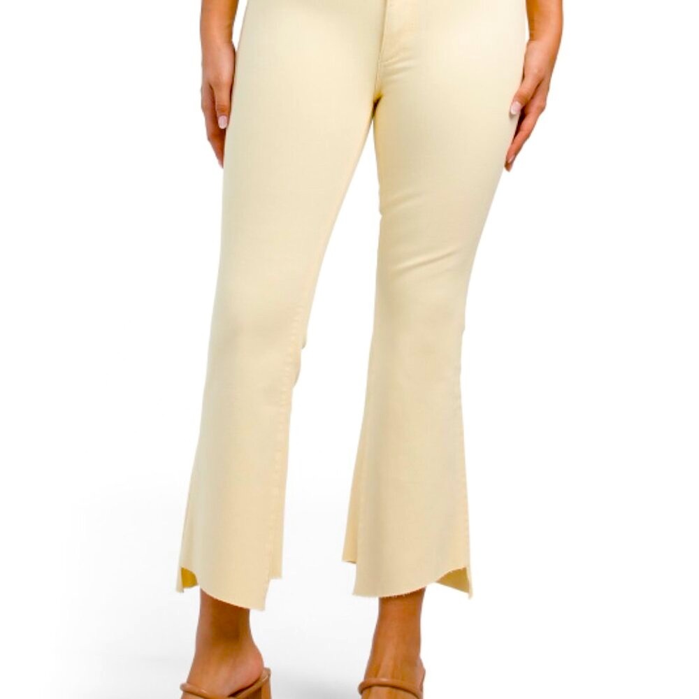 Dl1961 Bridget Boot High Rise Crop Pants Denim Yellow Frayed Hem 30 31 10 12 14